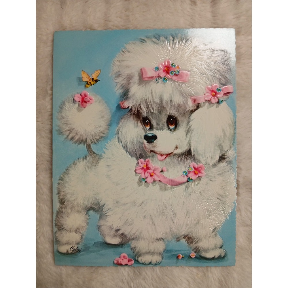 Vintage‎ Coby Greeting Card Large Poodle Birthday Beautiful Condition Retro